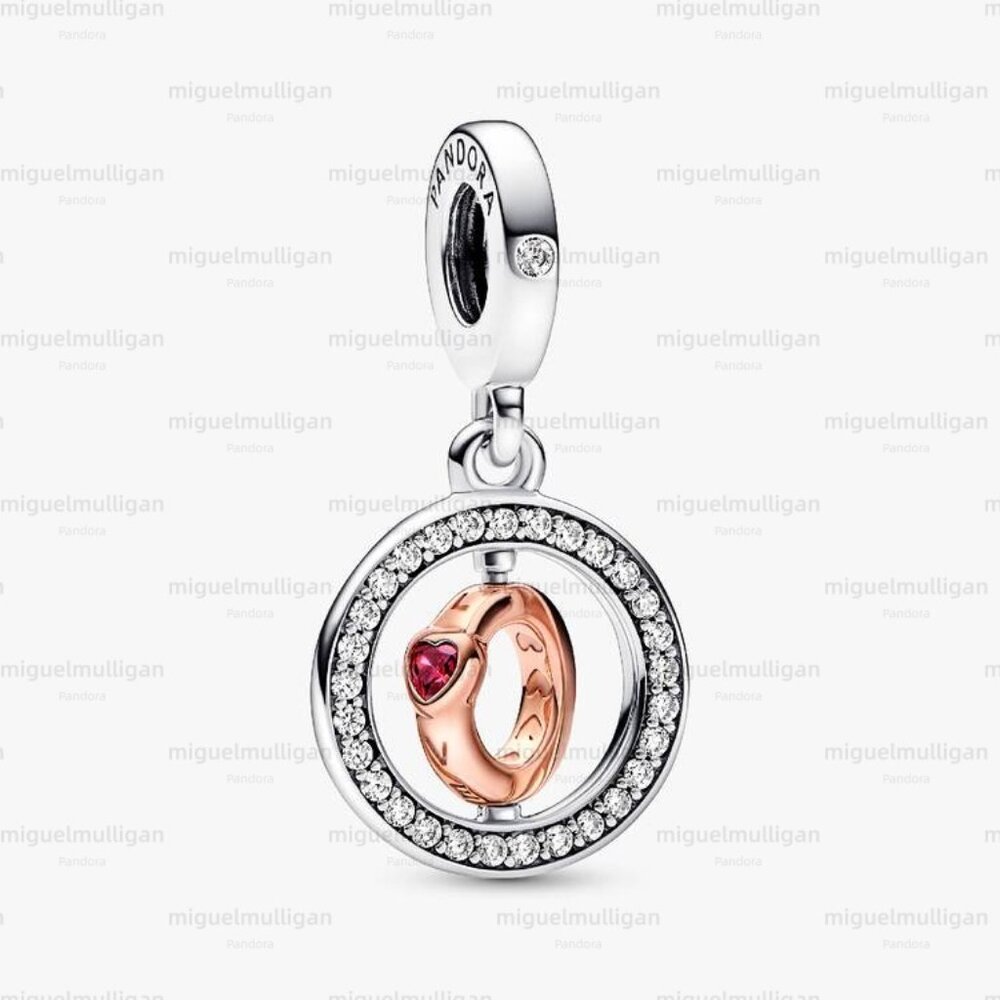 Pandora Two-tone Spinning Love Message Dangle Charm